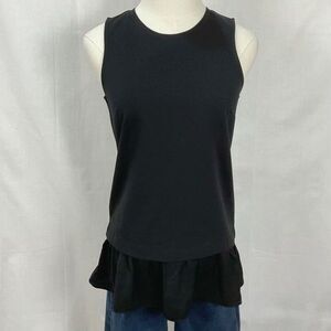 J. Crew Black Peplum Blouse Ruffle Sleeveless Knit Top Sz XXS Crewneck Feminine